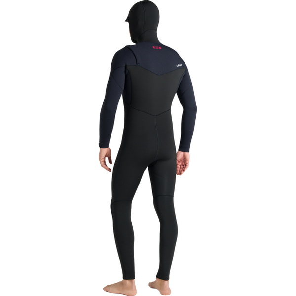 2026 C-Skins Mens Nuwave Session 5/4/3mm Hooded Wetsuit CSE54MH - Black / Black / Red